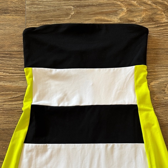 Susana Monaca Tube Flair Maxi Dress Striped Black, White & Neon Yellow NWT Sze M - Picture 2 of 13